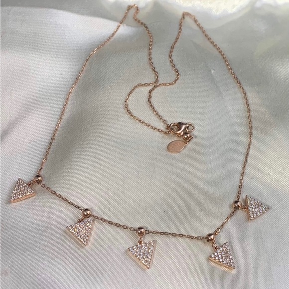 sterling Jewelry - Sterling  Silver Diamond Accent  Rose Gold Necklace